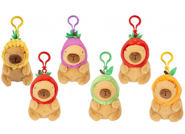 (Mis 0) CAPIBARA Capibara con maschera frutta Portachiavi c/bagclip 12cm 6ass…x12…x120